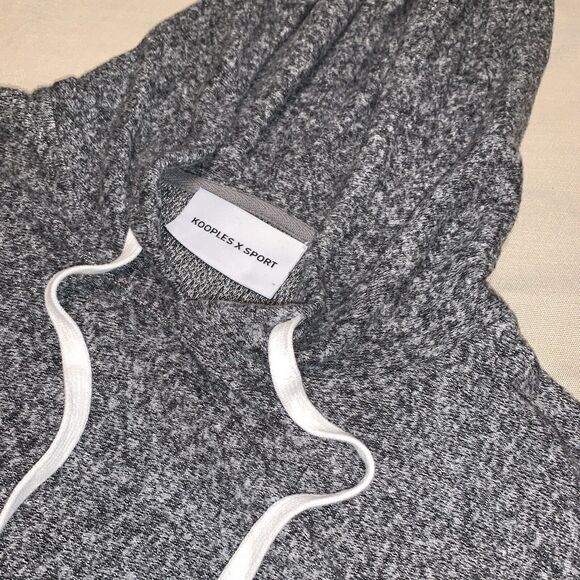 The Kooples Sport Jacket Small Gray Marled Soft Fleece Hood Lace Toggle WaistSz1 - Picture 13 of 16